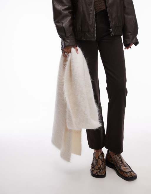 Topshop Spencer Premium alpaca mix scarf in cream, 4 of 4