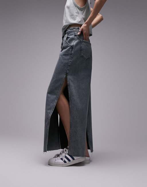 Long denim outlet skirt topshop