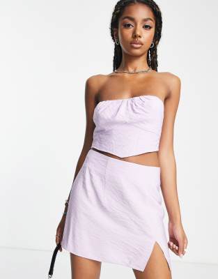 split front mini skirt in lilac - part of a set-Purple