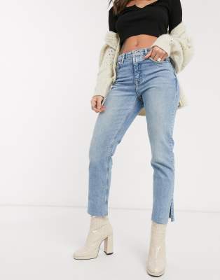 straight leg split jeans