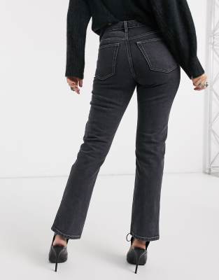 black split leg jeans
