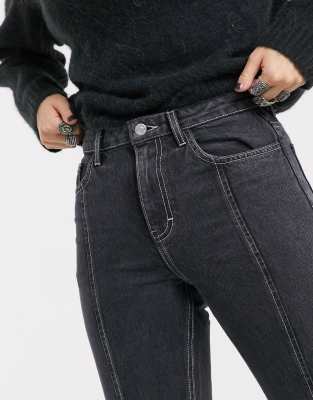 black split leg jeans