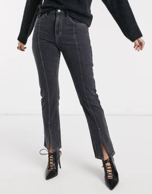 split hem straight leg jeans