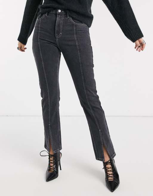 Black Split Hem Jeans