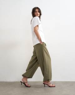 Model wearing Split side tee in white