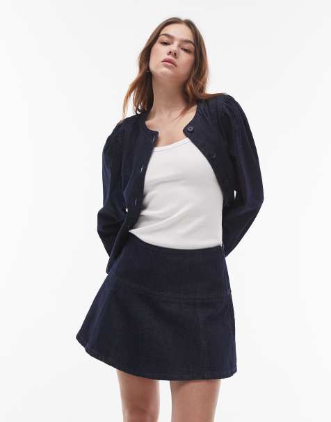 Topshop denim flippy skirt in indigo