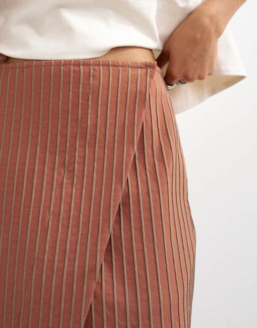 Topshop spódnica maxi kopertowa w rdzawym pasku, 5 z 5