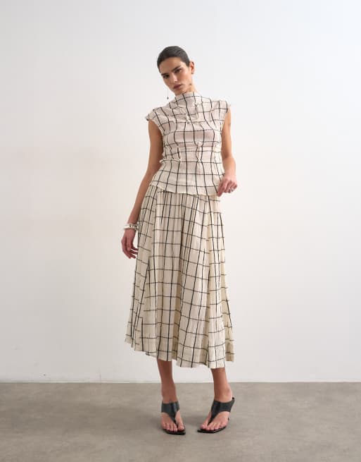 Topshop – Spódnica maxi z obniżonym stanem i wzorem w dużą kratę, 5 z 5
