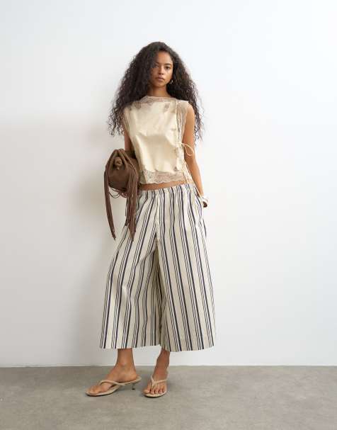 Topshop spódnica trapezowa culotte w paski - view 1