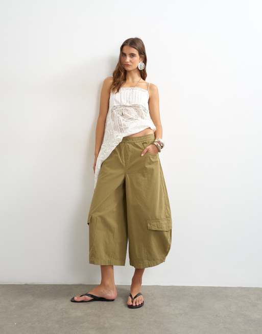 Topshop spodnie cargo typu horseshoe w kolorze khaki
