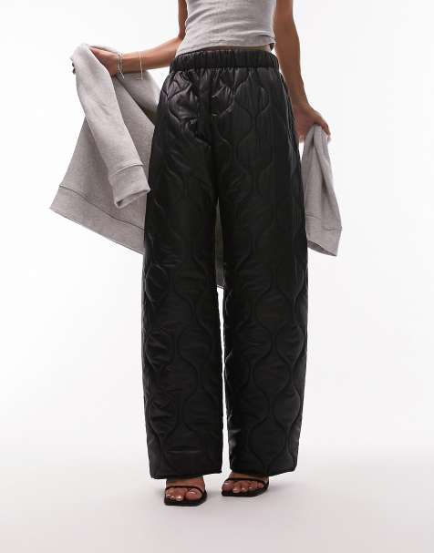 Topshop – Spodnie ocieplane z prostymi nogawkami w kolorze czarnym - view 1