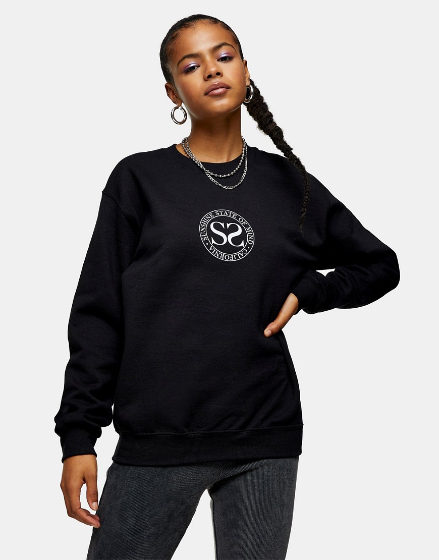 Topshop sport circle sweatshirt in black