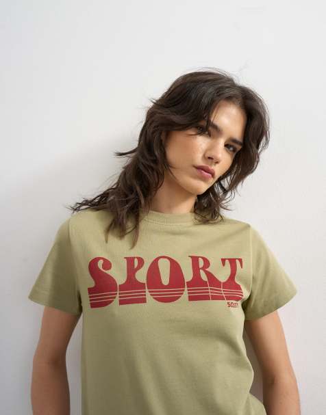 Topshop Sport graphic boxy tee in green - view 1