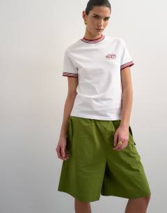 Sport society graphic tee with tipping in white 