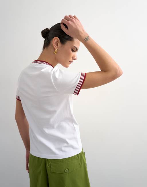 Topshop 'Sport Society' graphic tee with tipping in white, 3 of 4