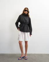 Topshop sport stripe detail shorts in ecru