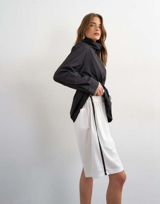 Topshop sport stripe detail shorts in ecru, 2 of 5