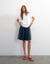 Topshop sport stripe detail shorts in navy