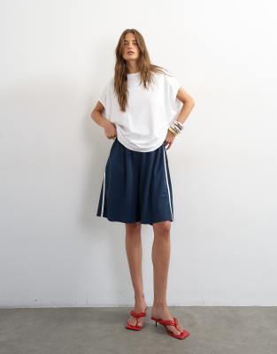 Topshop Sport Stripe Detail Shorts In Navy