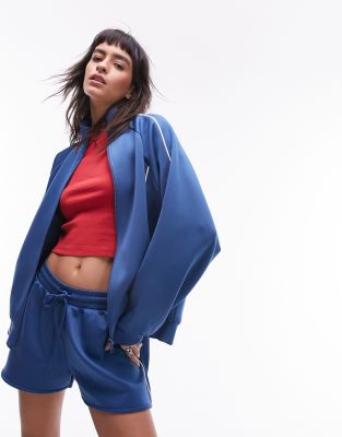 Topshop - Sportliche Jacke in Mittelblau mit Reißverschluss, Kombiteil