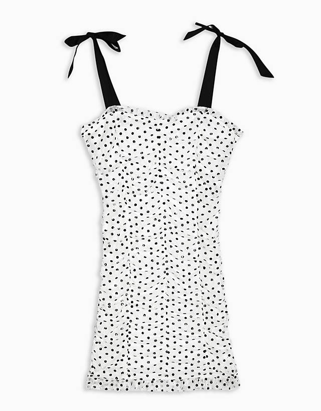Topshop - spot lace ruched mini dress