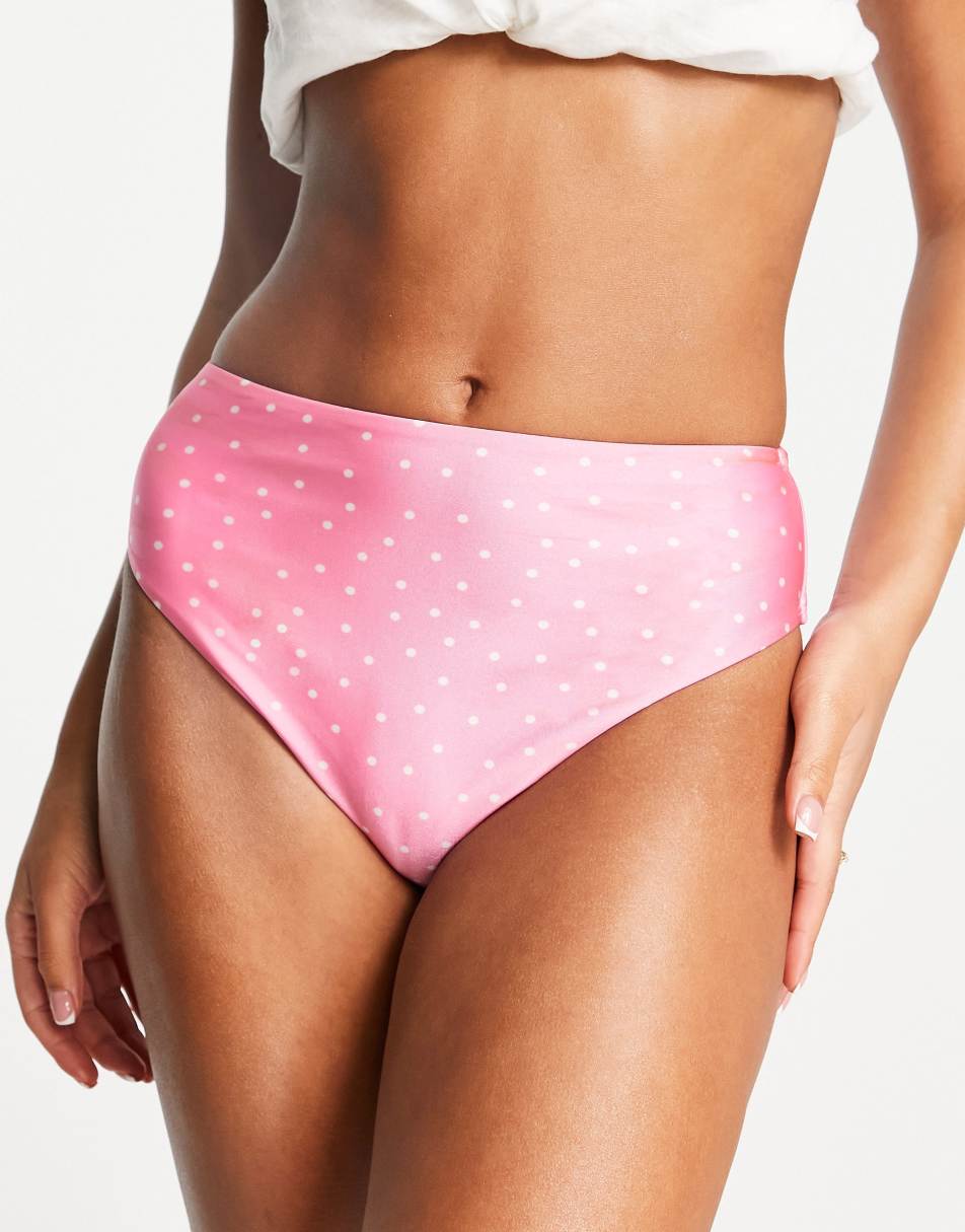 Pieces Curve bikini bottoms in pink cherry print