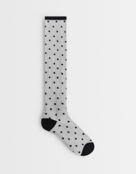 Topshop spot sheer knee-high socks in black - view 1