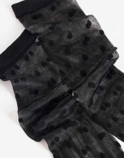 Topshop spot sheer knee-high socks in black, 2 of 3
