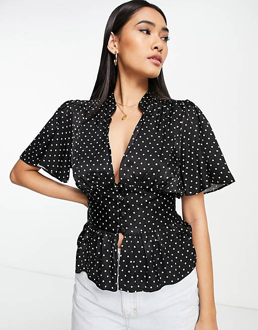 Tops Shirts & Blouses/Topshop spot tea blouse in monochrome 