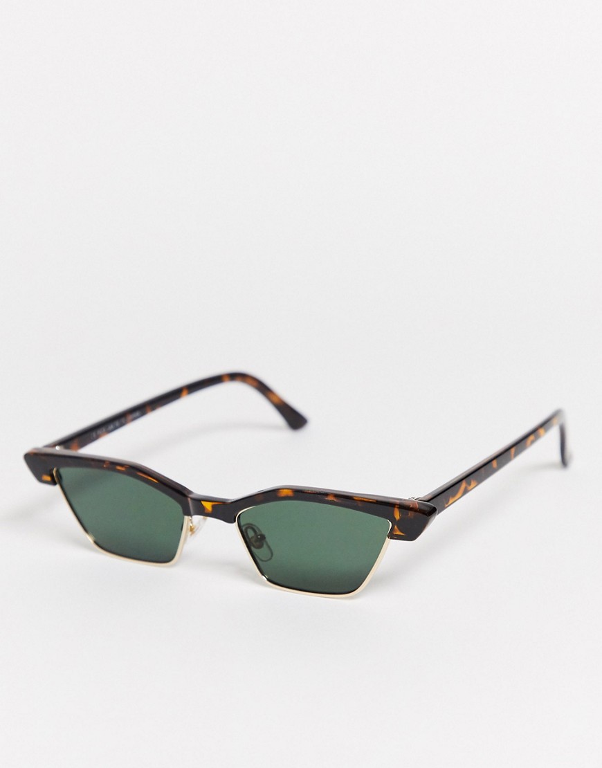 Topshop – Spräckliga fyrkantiga solglasögon i retrostil-Brun