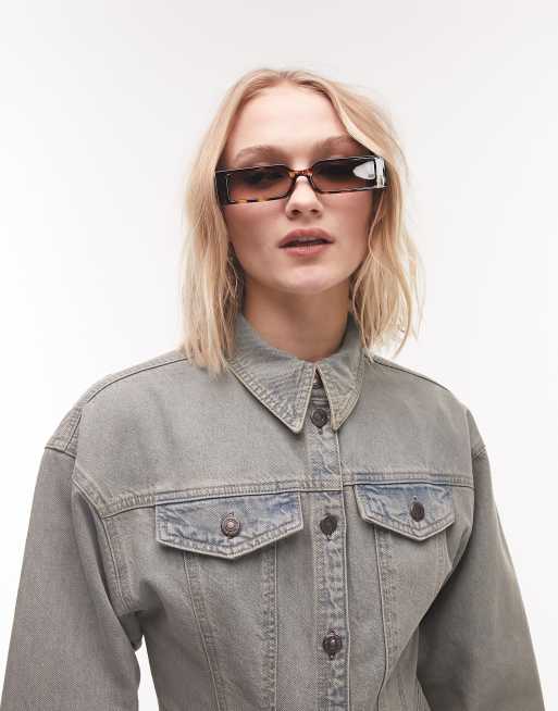 Topshop – Spräckliga, smala, rektangulära solglasögon