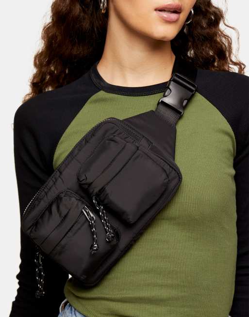 Topshop square fanny pack in black