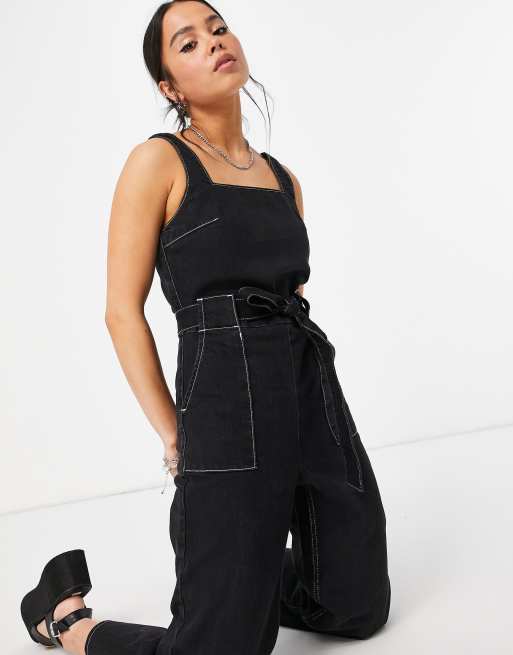 Black jean clearance jumpsuit