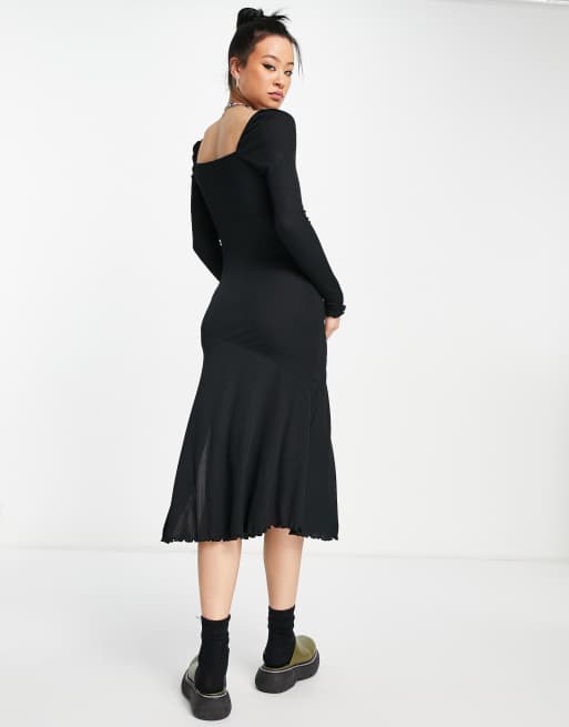 Jersey Square Neck Gown- Black