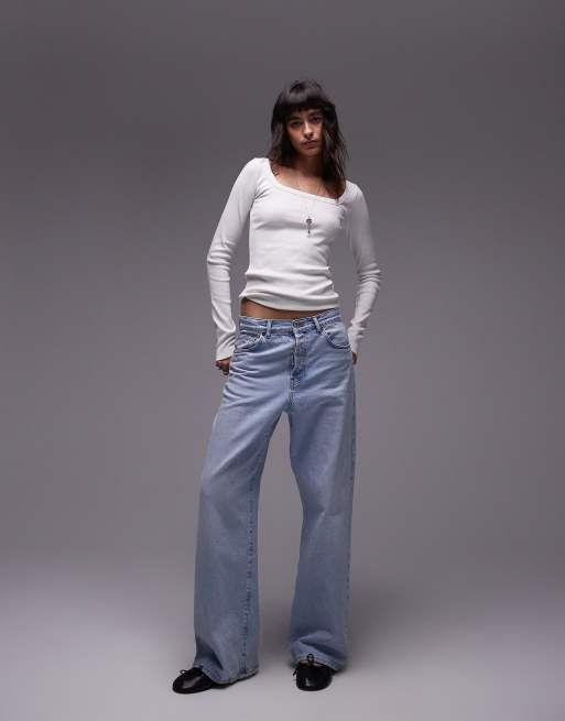 Topshop square neck long sleeve top in ecru, 4 of 4