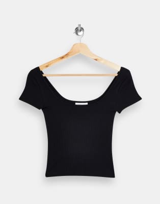 square neck black t shirt