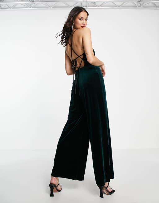 Velvet jumpsuit hot sale topshop