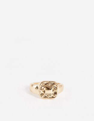 Topshop square pinky ring in gold