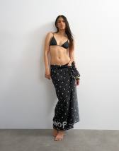 Topshop square sarong in black and white polka dot