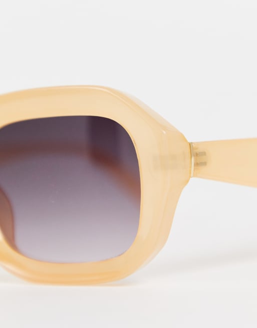 Topshop square sunglasses in peach, 4 of 4