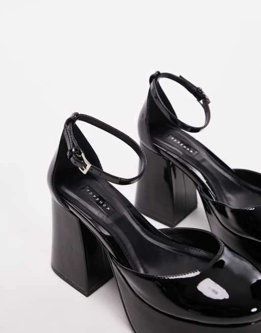 Topshop - Stacey - Chaussures à plateforme en deux parties avec bout arrondi - Noir, 3 de 4