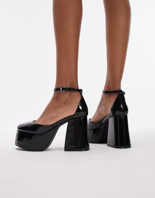 Topshop - Stacey - Chaussures à plateforme en deux parties avec bout arrondi - Noir, 4 de 4