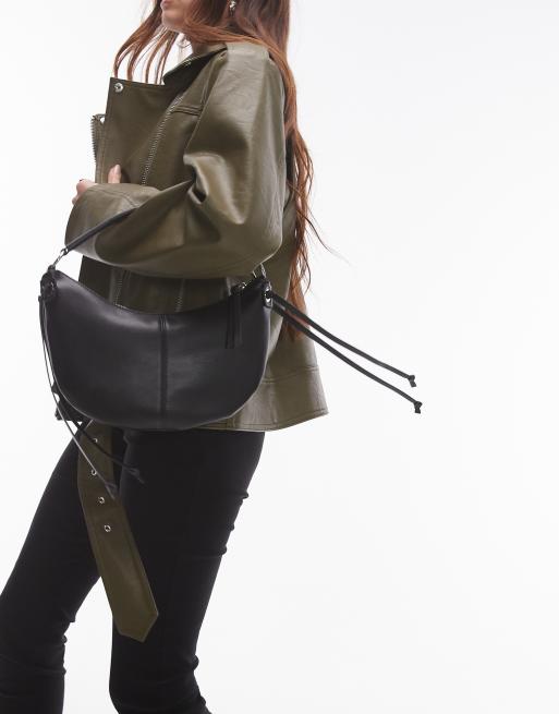 Topshop – Stacey – Svart axelväska med kedjehandtag