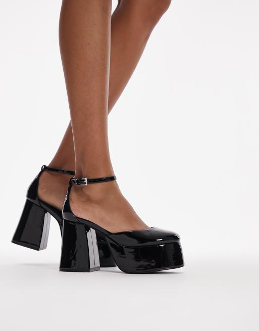 Topshop - Stacey - Tweedelige schoenen met plateauzool en ronde neus in zwart
