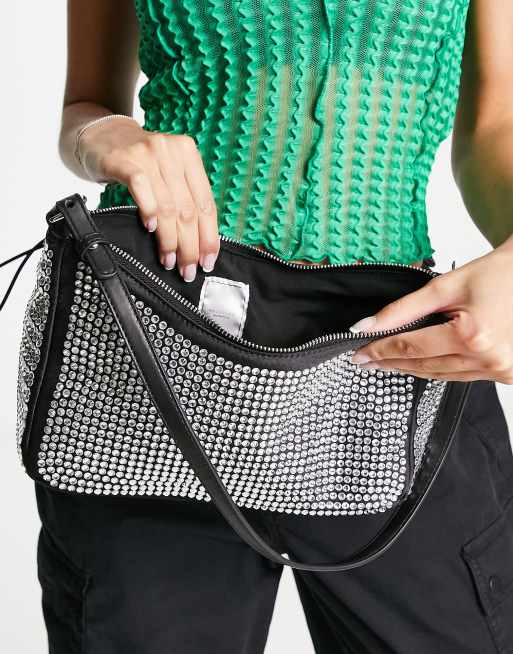 Topshop Stacy diamante bag in black ASOS