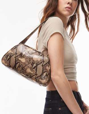 Topshop - Stacy - Sac porté épaule à imprimé serpent-Multicolore