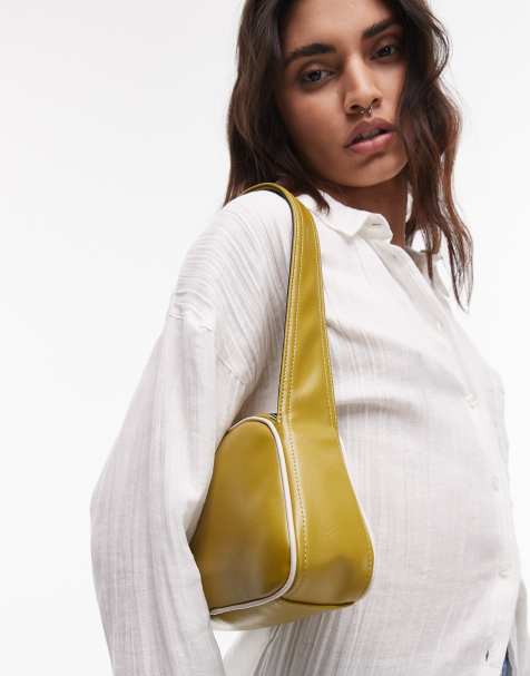 Topshop - Stacy - Sac porté épaule à liseré blanc - Vert - view 1