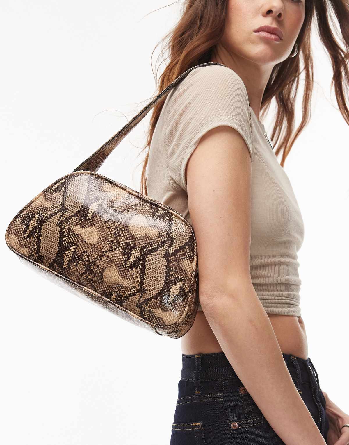 Topshop Stacy shoulder bag in snake