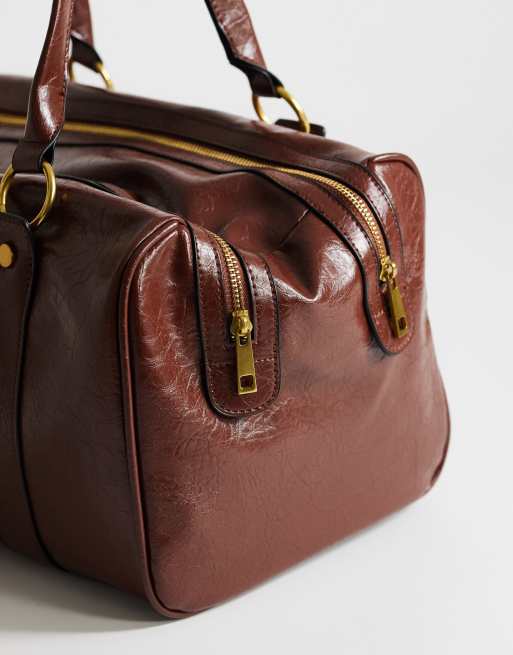 Topshop Star hardware detail bowler shoulder bag chocolate, 3 of 4