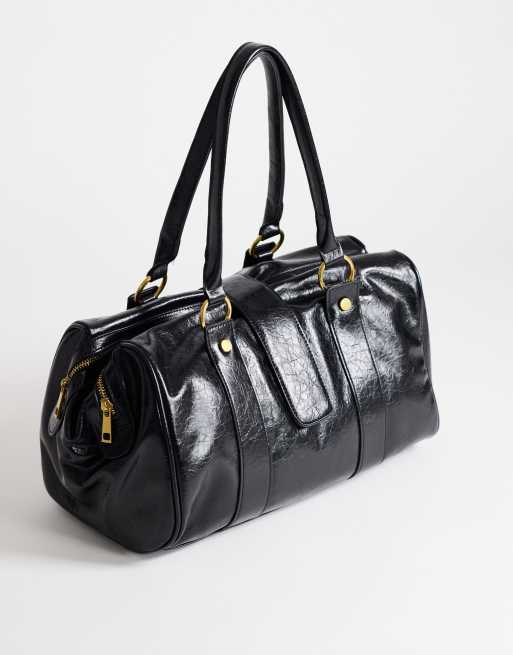 Topshop Star hardware detail bowler shoulder bag in black, 2 of 4